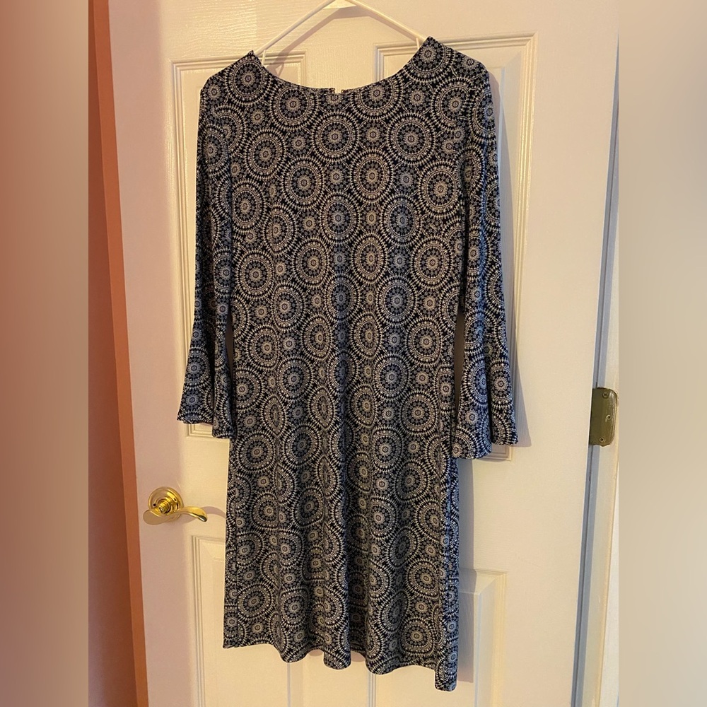 Tommy Hilfiger Navy and White Long Sleeve Dress